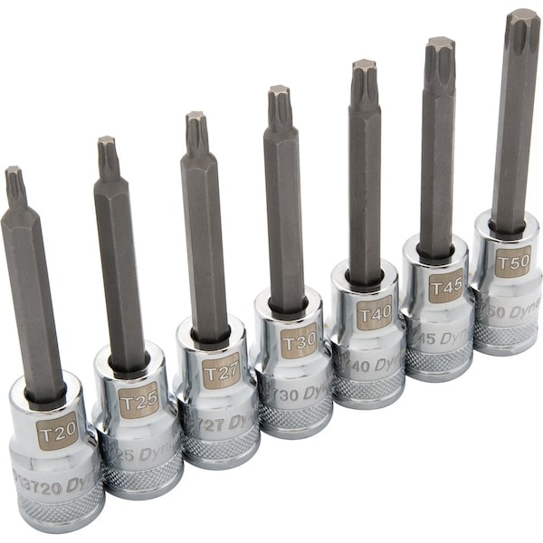 Tools 1/2 Drive 7 Piece Long, Torx Socket Set, T20 - T50